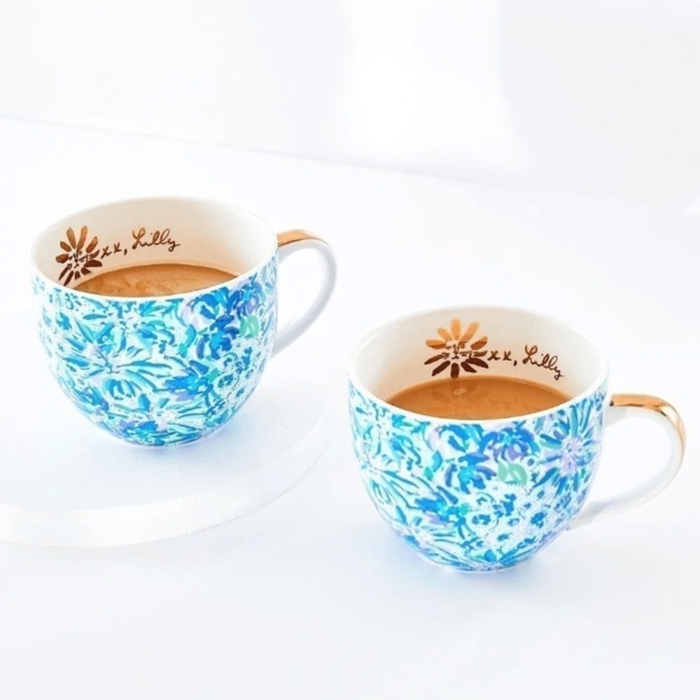 NEW! Lilly Pulitzer “High Manetenance” Ceramic Mug Set • 2 Mugs